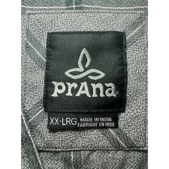Prana | Size: XXL | Organic‎ Cotton short sleeve button front shirt plaid gray - Picture 3 of 7